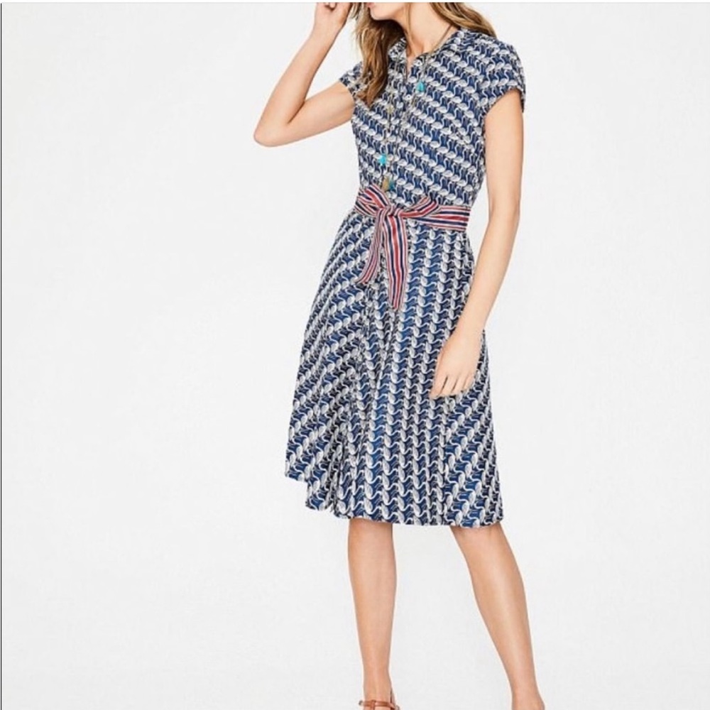 Boden, Blue Flamingo Cotton Dress, US Sz 6